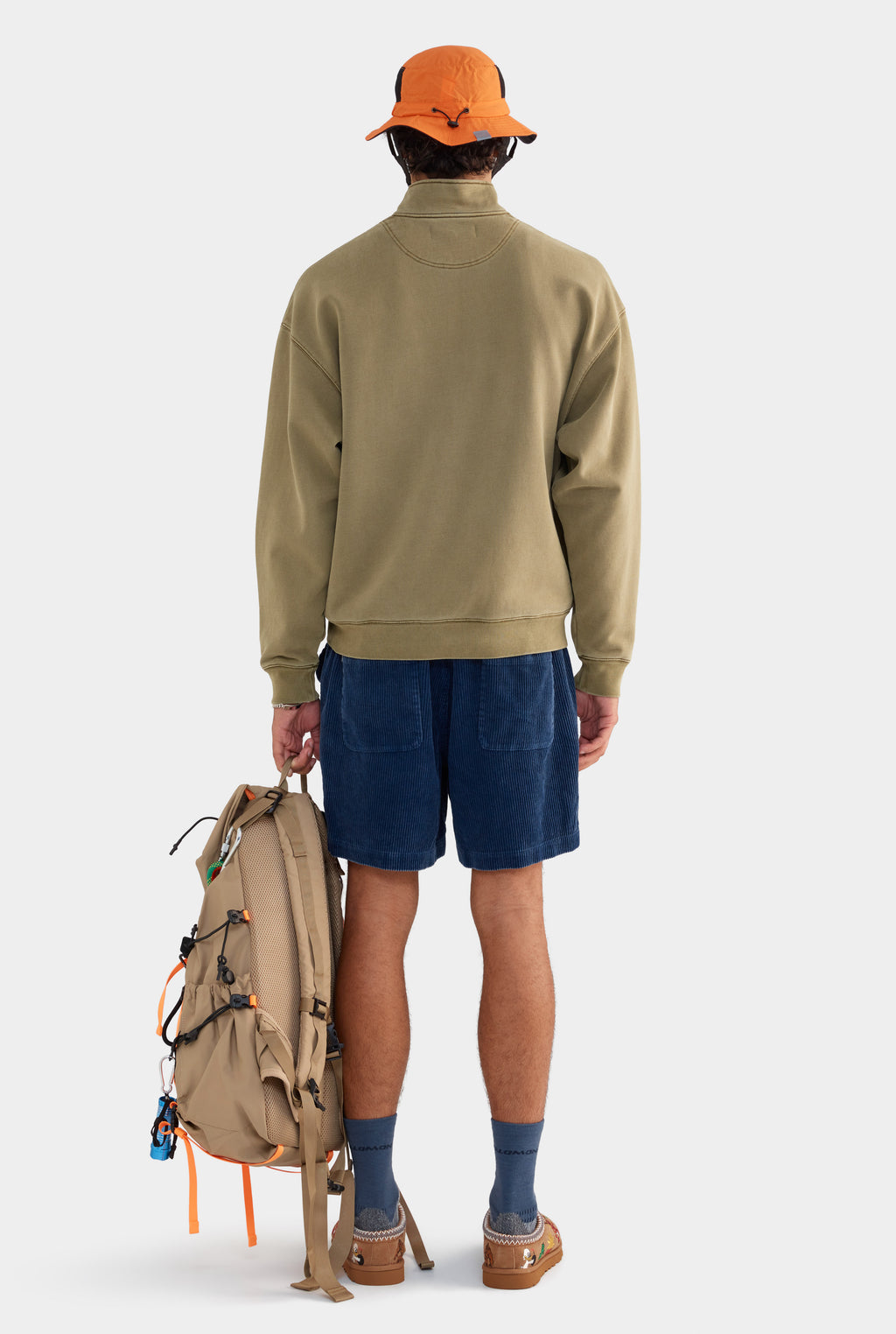Zip Neck Fleece Track Sweater - Khaki
