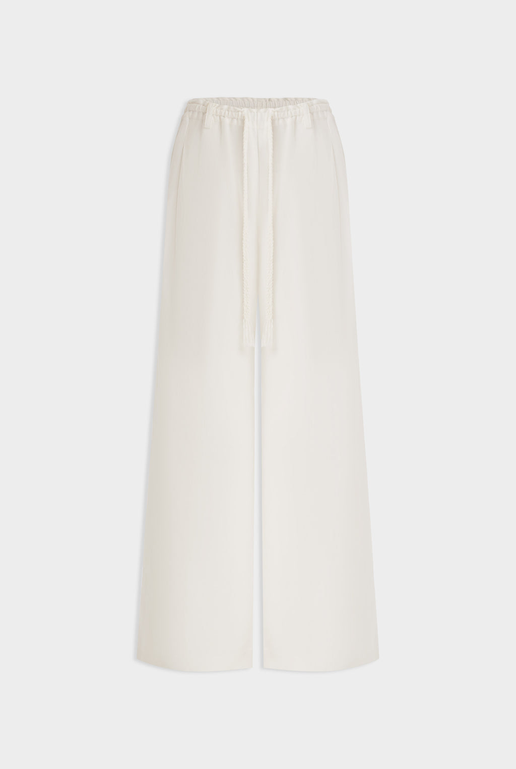 Silk Linen Relaxed Pleat Front Pant - Cream