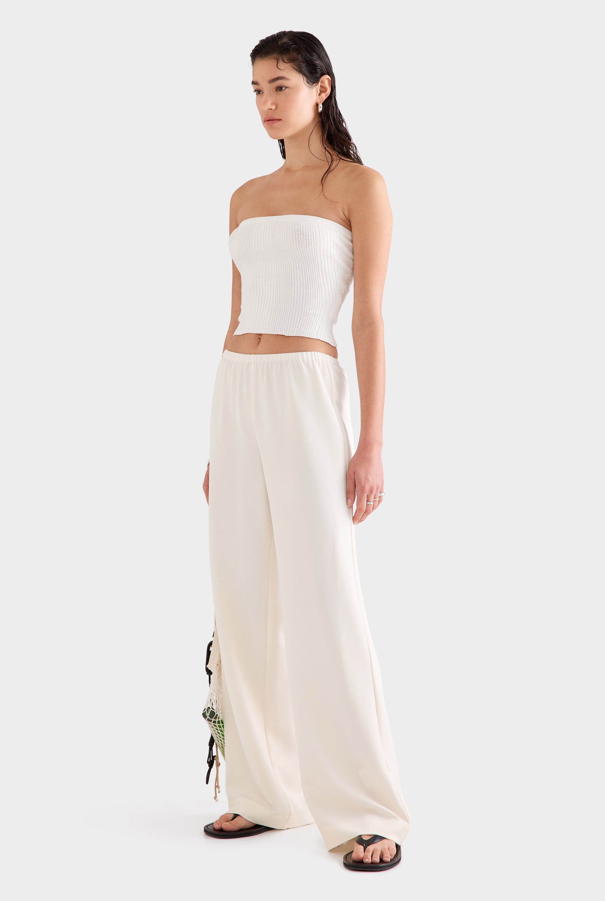 Strapless Linen Knit Top - Off White