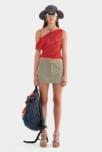 Pigment Dyed Canvas Mini Skirt - Smokey Olive