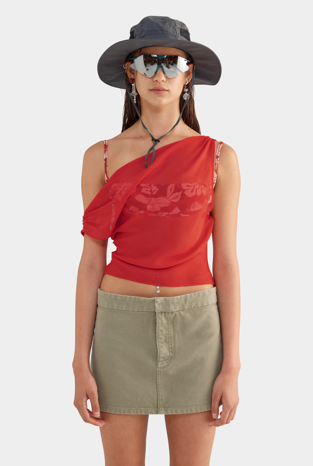 Pigment Dyed Canvas Mini Skirt - Smokey Olive
