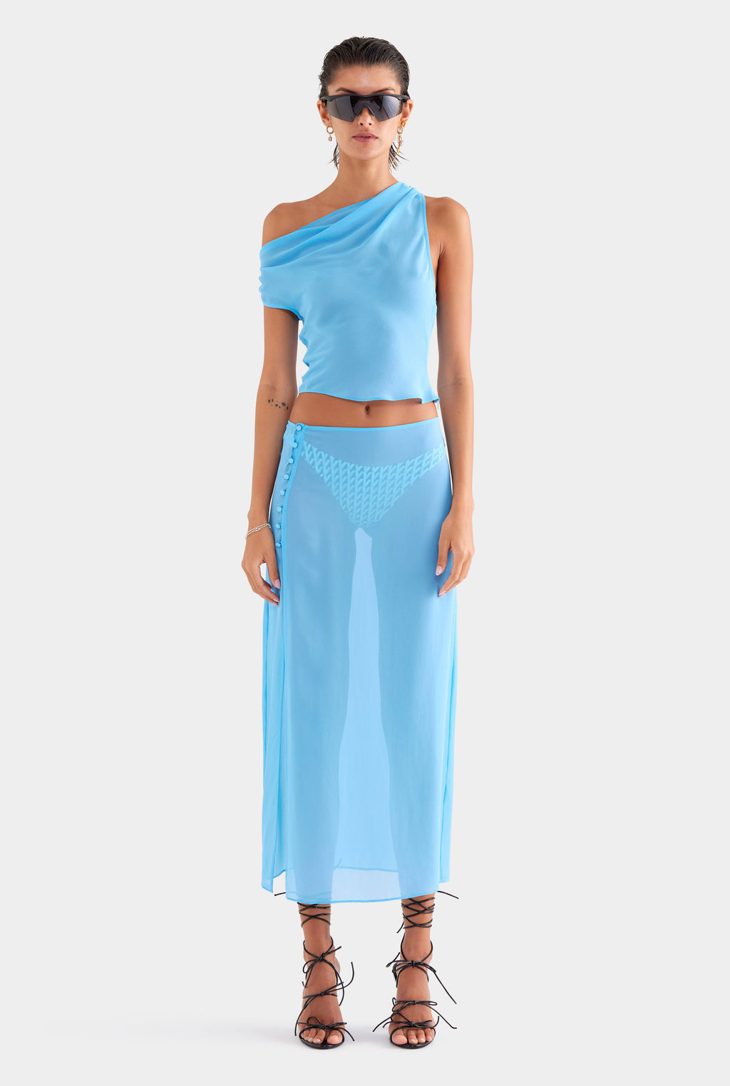 Sheer Silk Skirt - Azure Blue