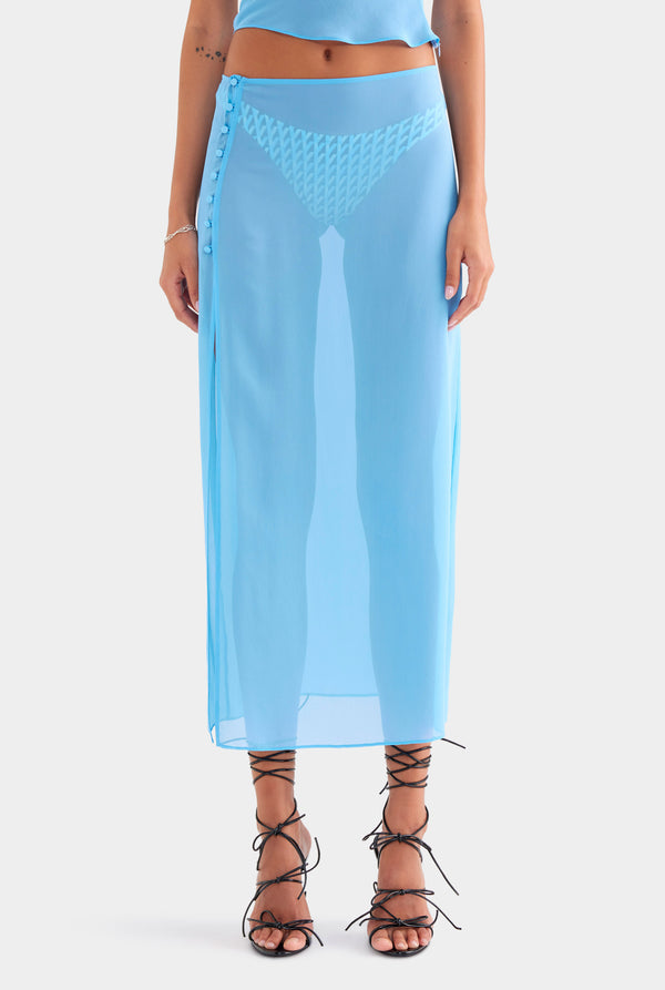 Sheer Silk Skirt - Azure Blue