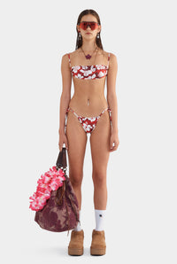 String Bikini Brief - Red Hibiscus Camo