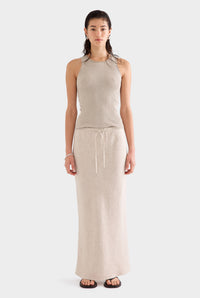 Drawstring Bias Skirt - Sand