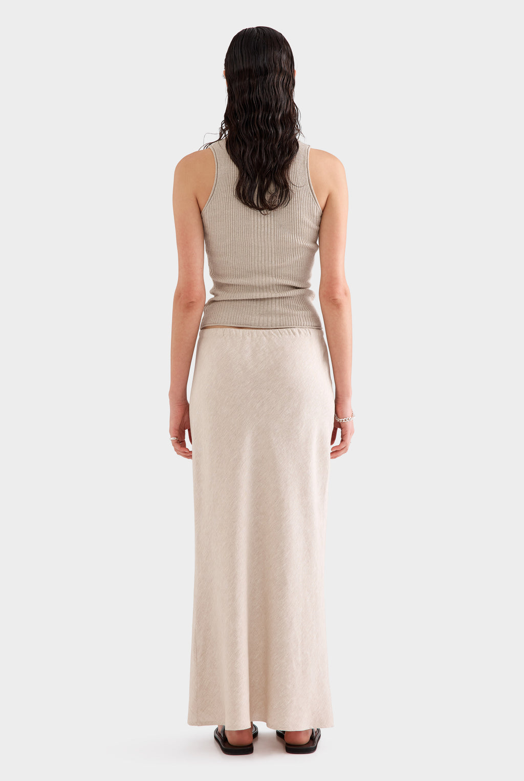 Drawstring Bias Skirt - Sand