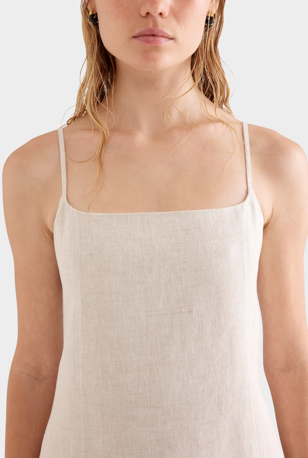 Linen Panelled Mini Dress - Sand