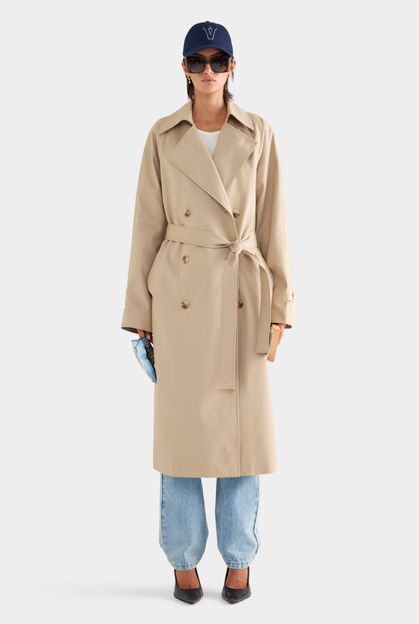 Classic Cotton Trench Coat - Pale Khaki
