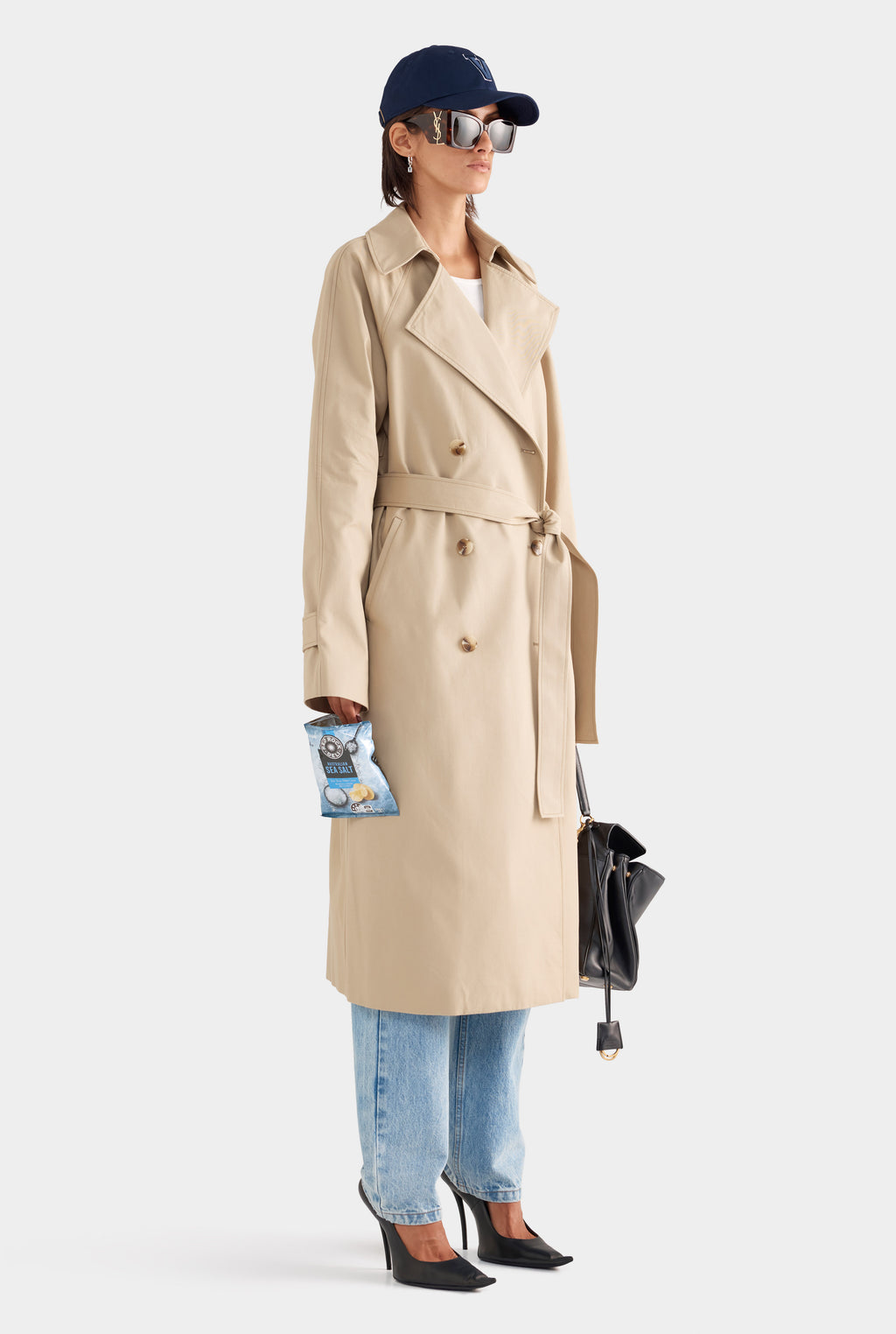 Classic Cotton Trench Coat - Pale Khaki