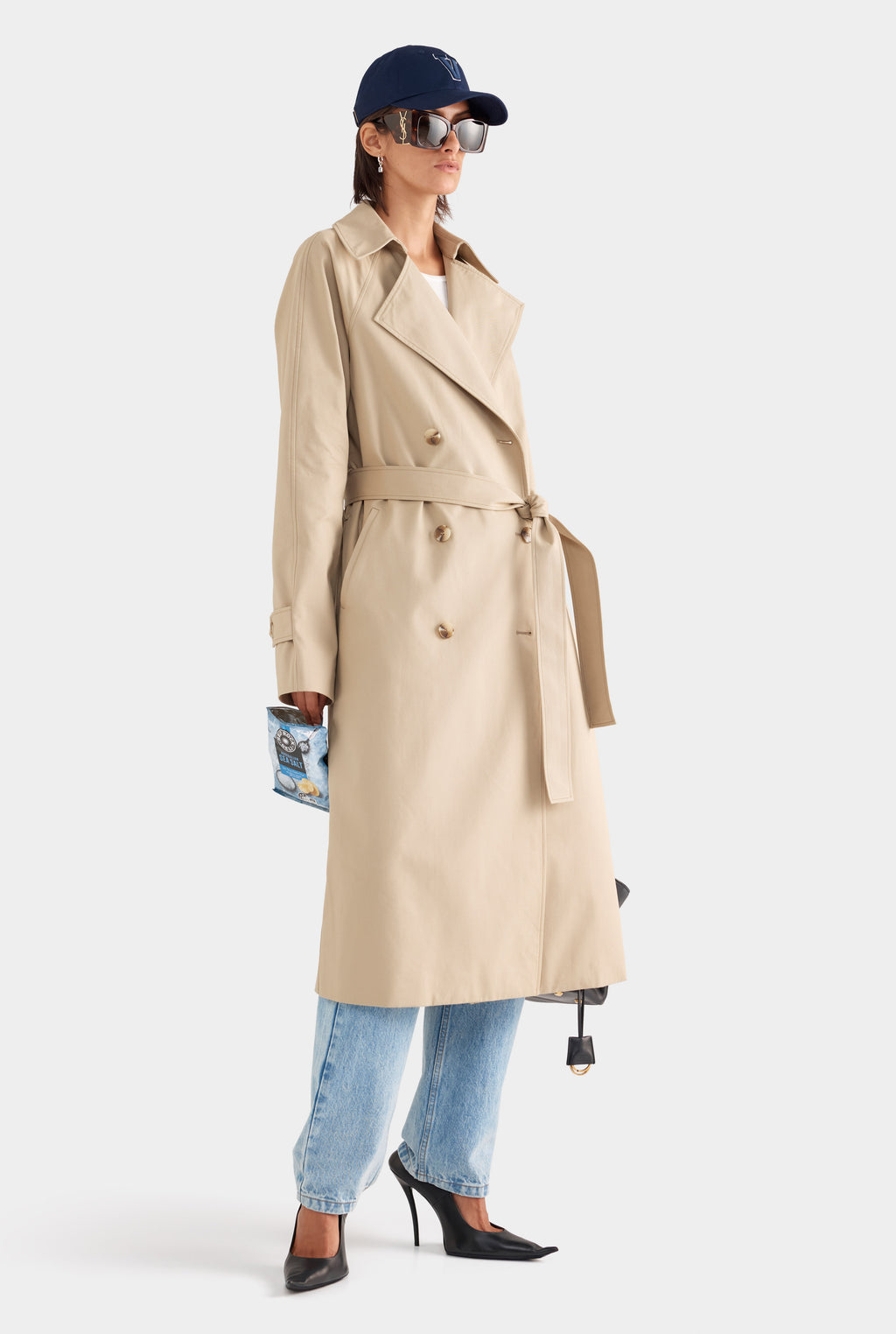 Classic Cotton Trench Coat - Pale Khaki
