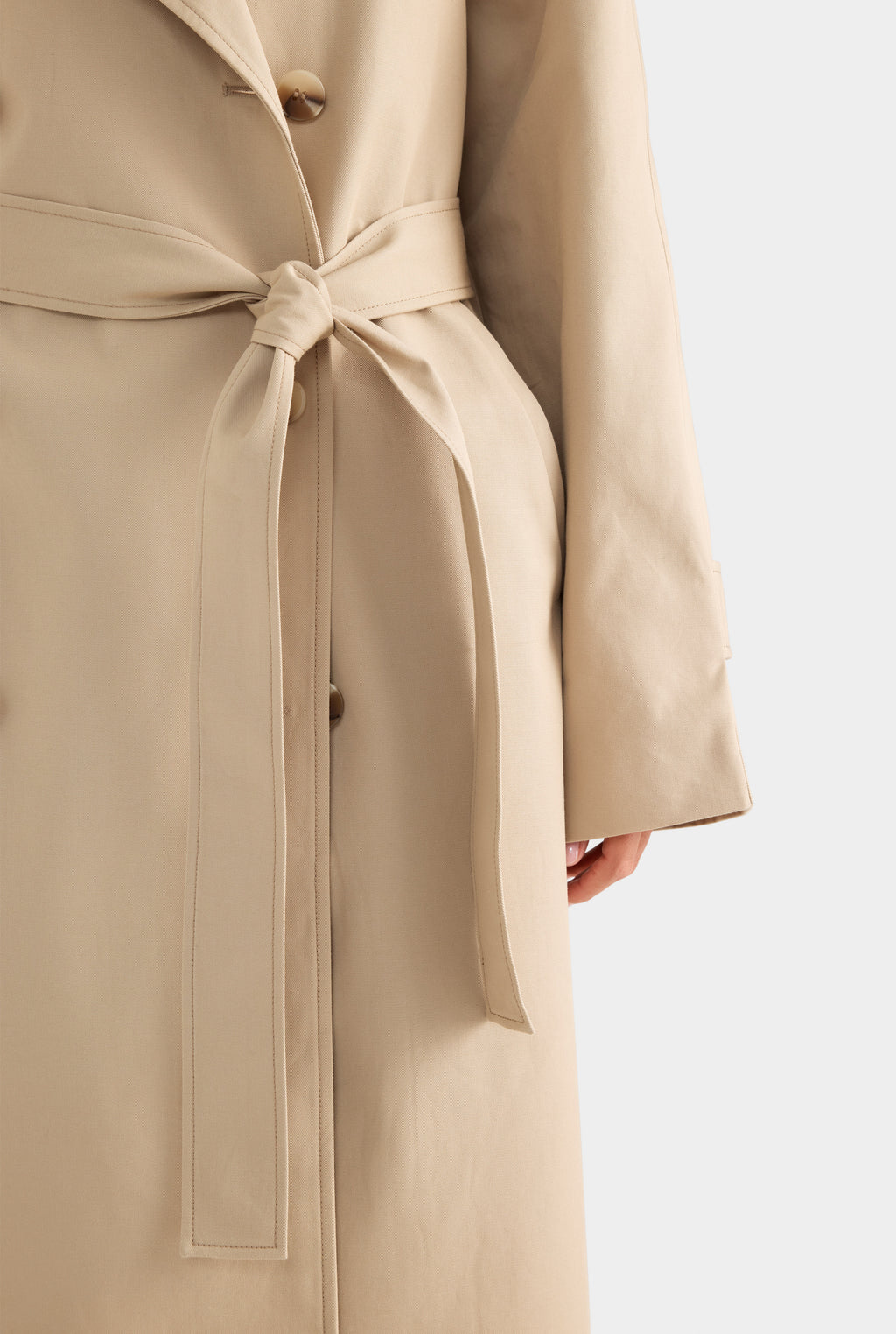 Classic Cotton Trench Coat - Pale Khaki