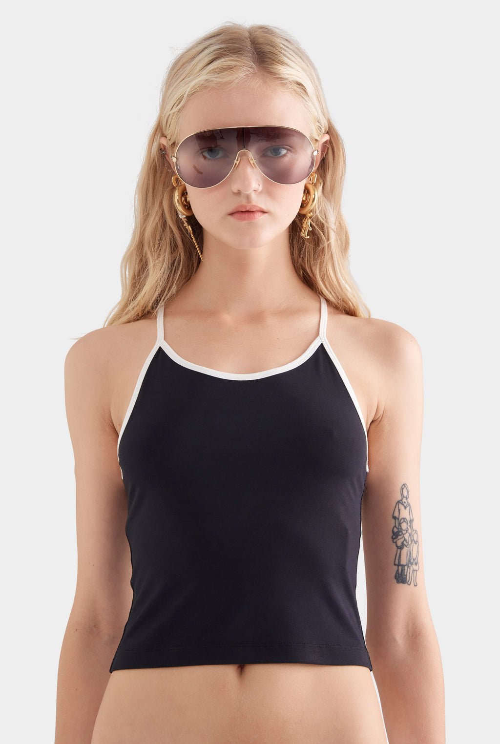Contrast Jersey Tank - Black/White