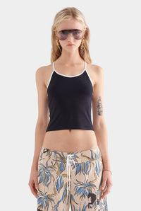 Contrast Jersey Tank - Black/White