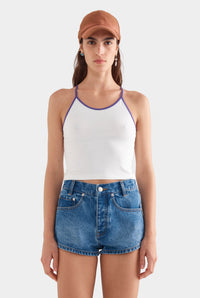 Contrast Jersey Tank - White/Violet