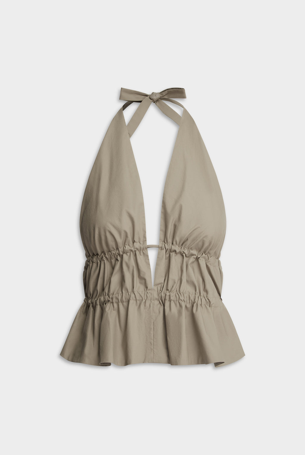Cotton Poplin Halter Top - Pebble