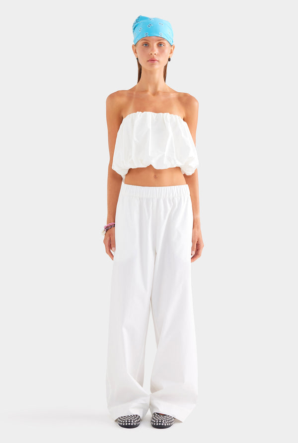 Cotton Strapless Bubble Top - White