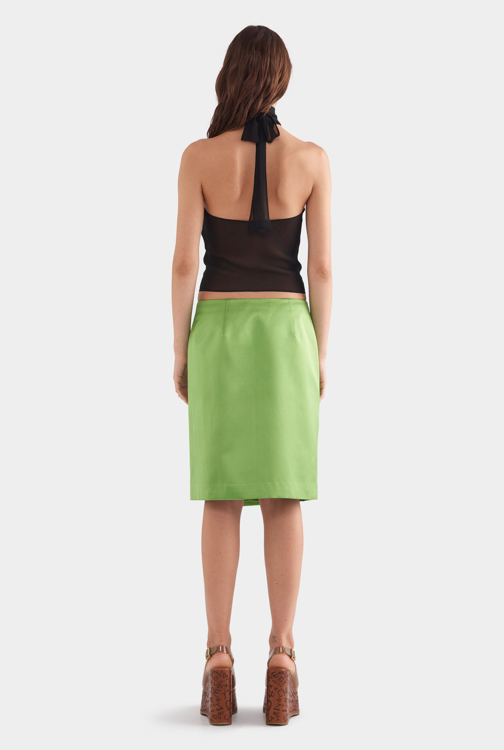 Wrap Silk Cotton Skirt - Leaf Green