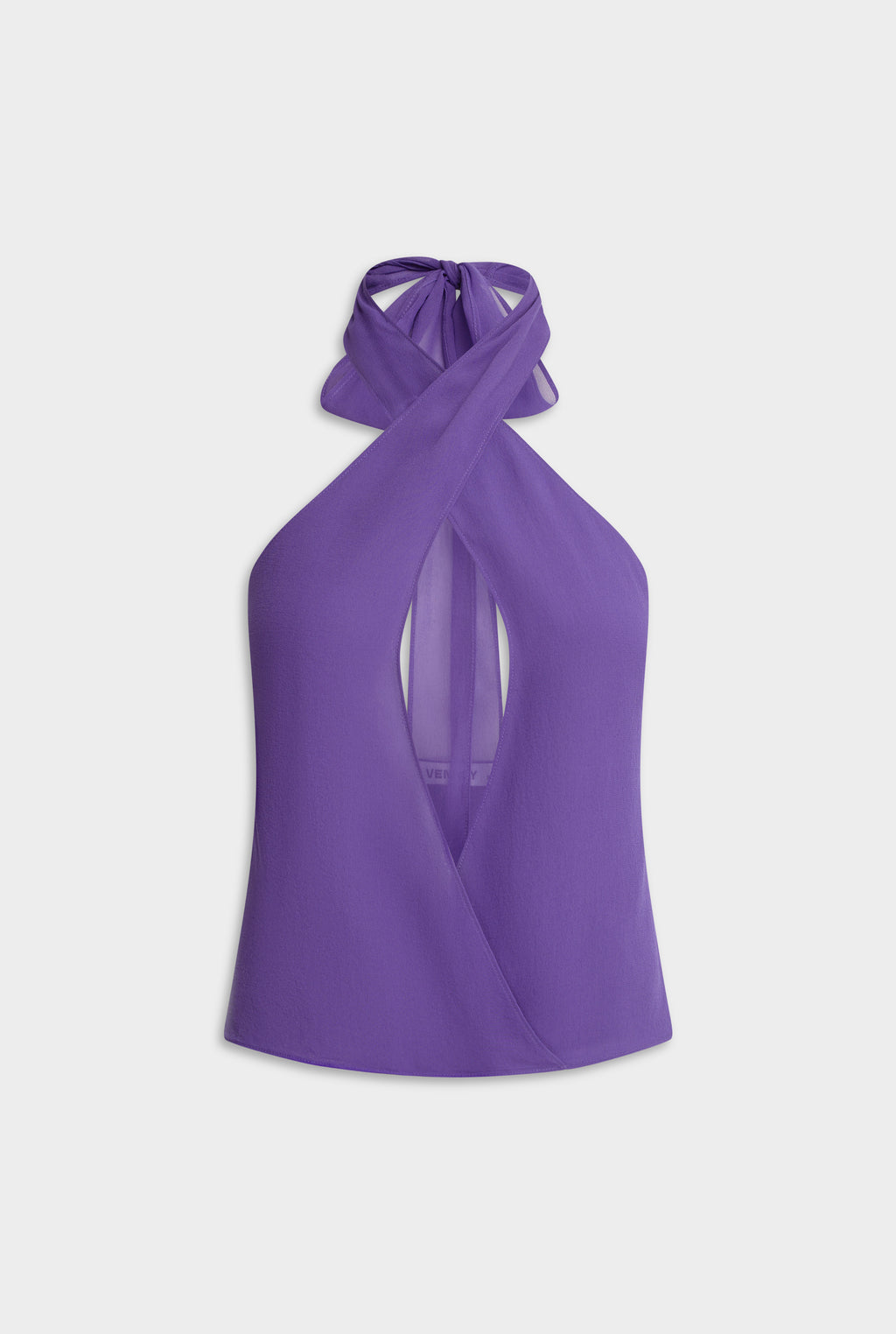 Cross Front Silk Scarf Top - Violet