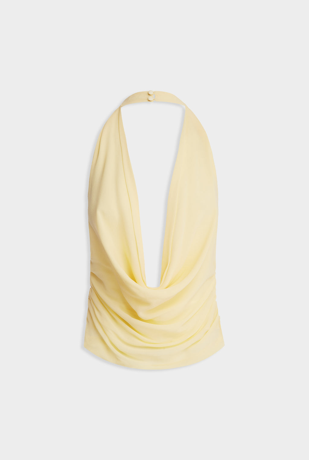 Deep Cowl Sheer Silk Halter - Pastel Yellow