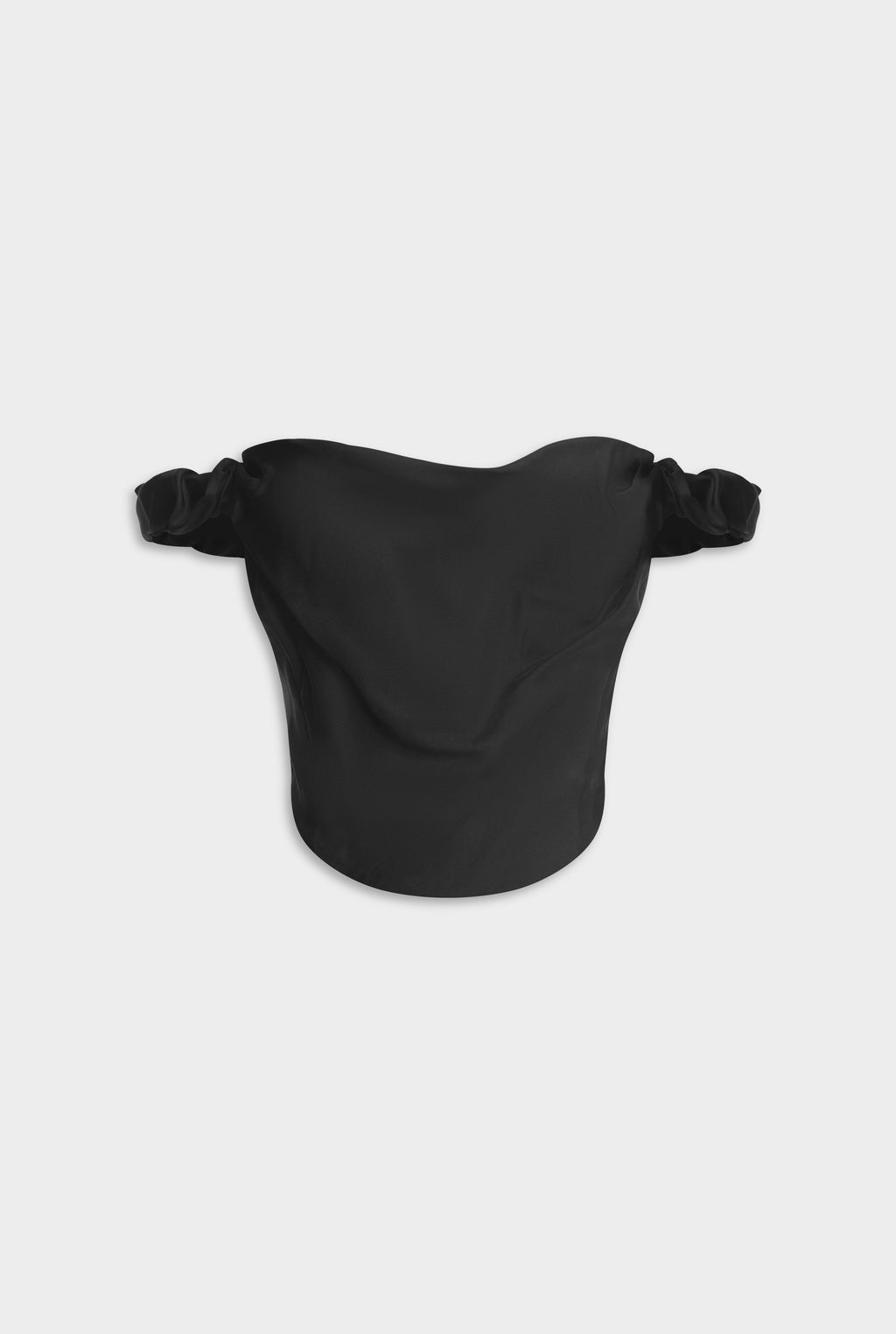 Draped Silk Corset Top - Black