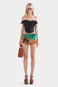 Silk Cotton Mini Short - Cactus Print