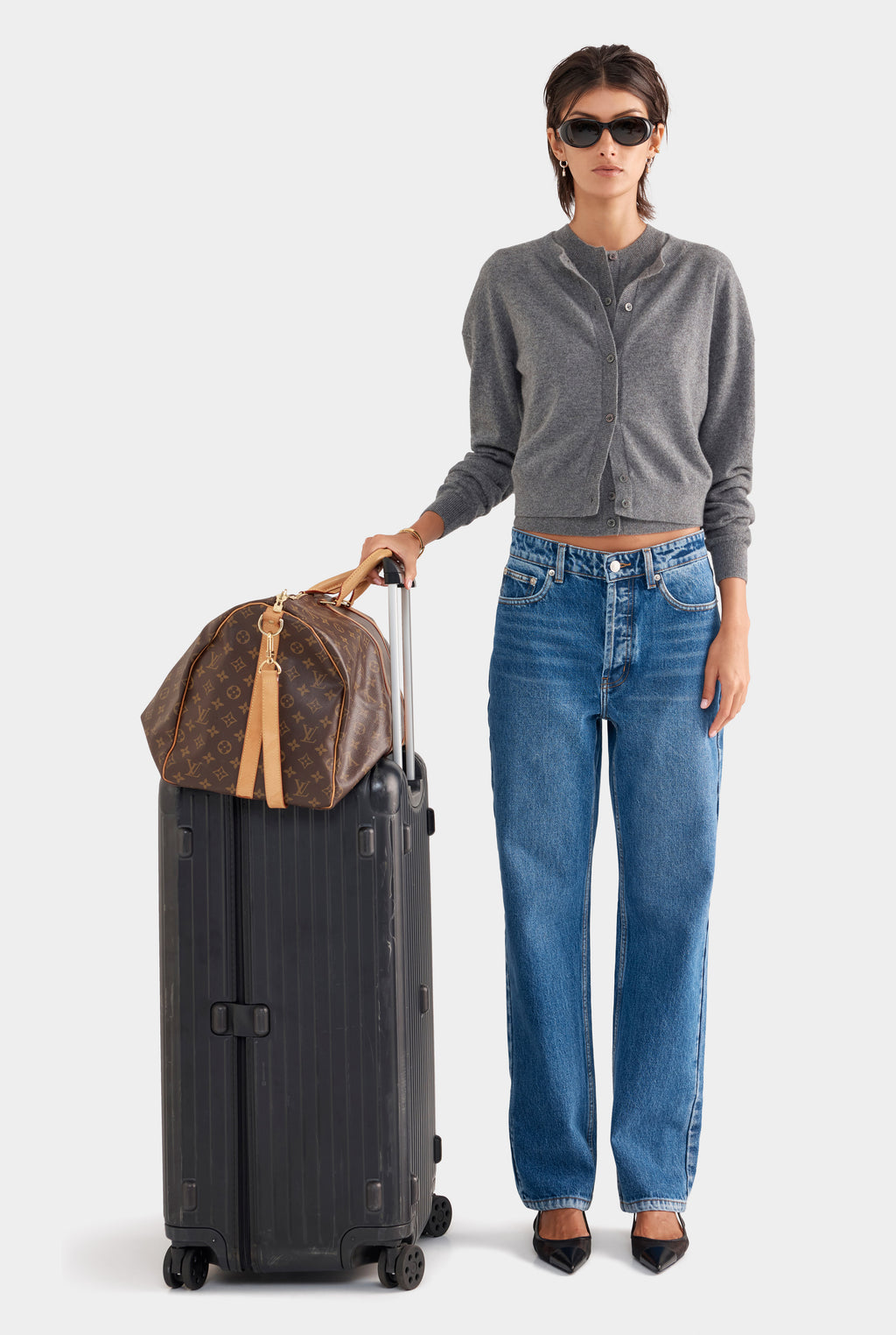 Dropshoulder Cashmere Cardigan - Charcoal