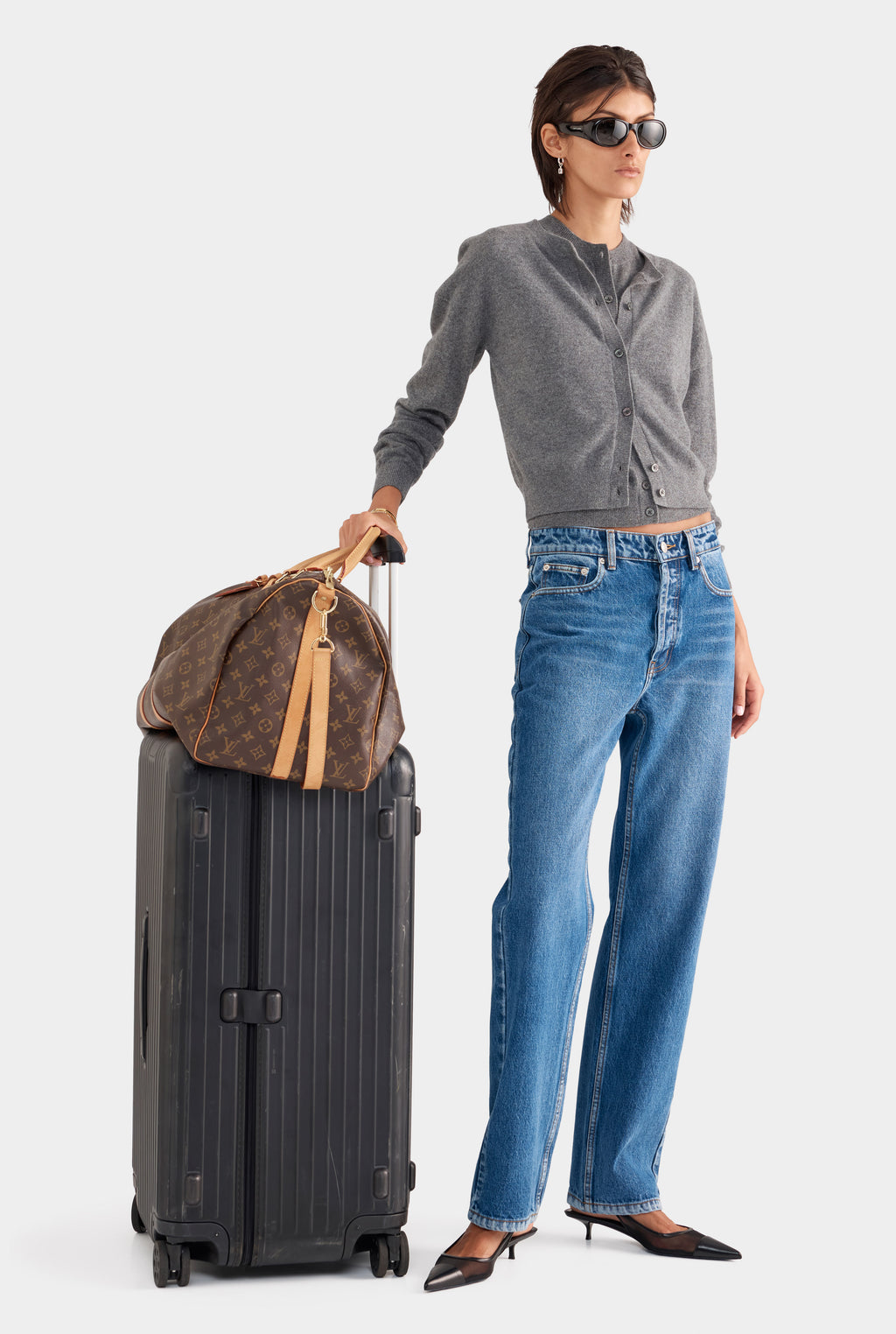 Dropshoulder Cashmere Cardigan - Charcoal