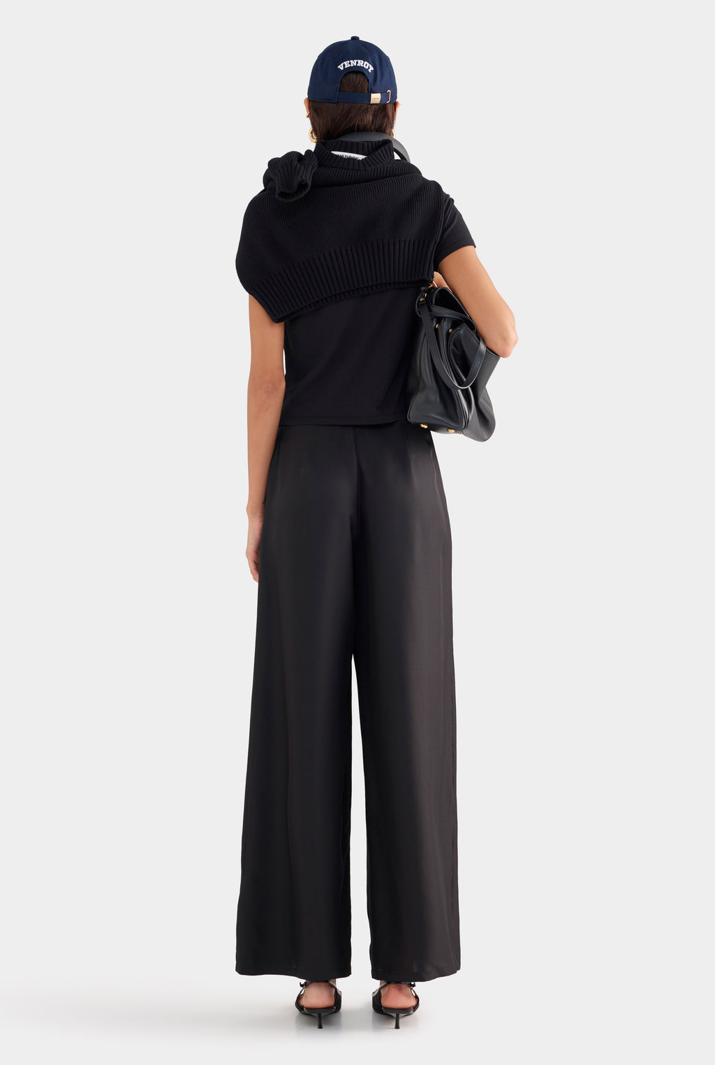 Flat Front Silk Pant - Black
