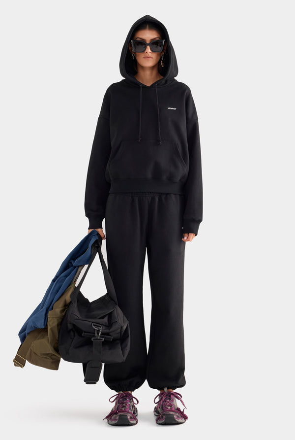 Fleece Track Hoodie - Black