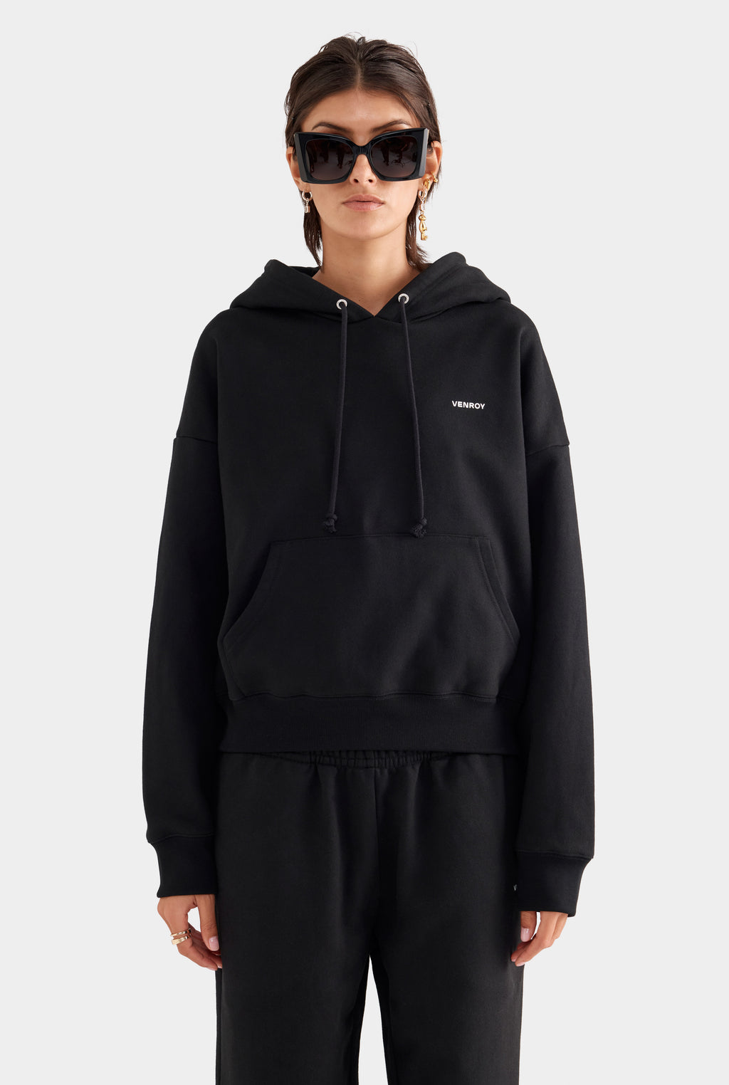 Fleece Track Hoodie - Black