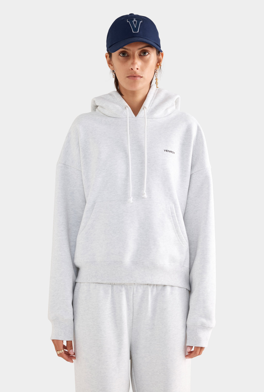 Fleece Track Hoodie - Grey Marl