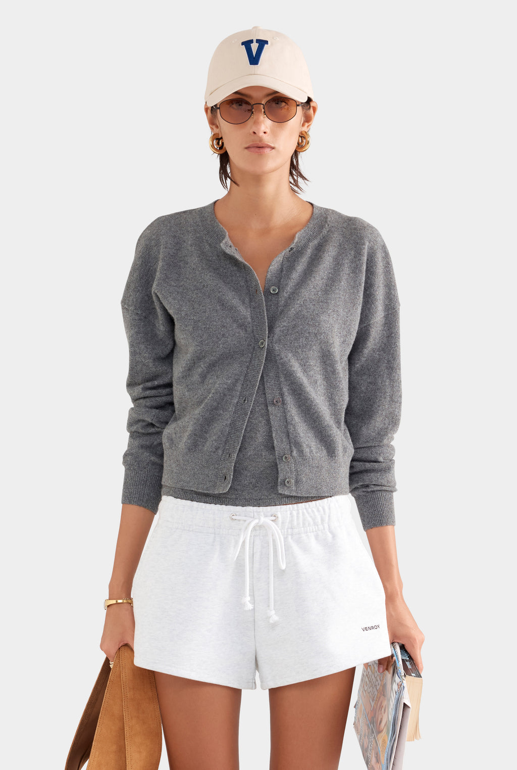 Fleece Track Shorts - Grey Marl