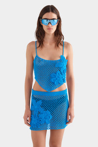 Floral Crochet Cami - Bright Blue