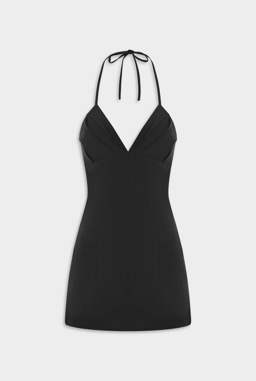 Halter Linen Mini Dress - Black
