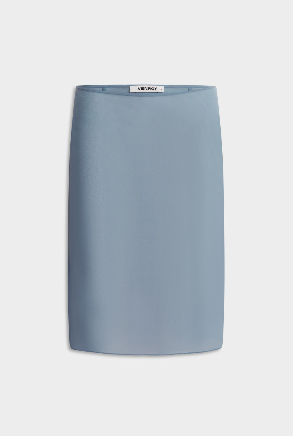 Knee Length Sheer Silk Skirt - Steel Blue