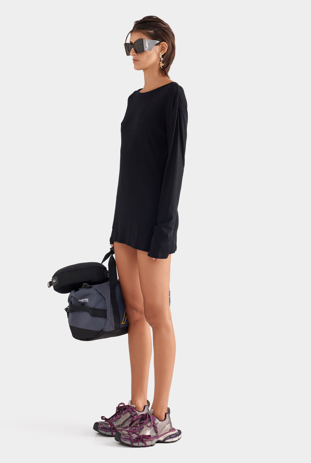 Lightweight Cotton Mini Dress - Black