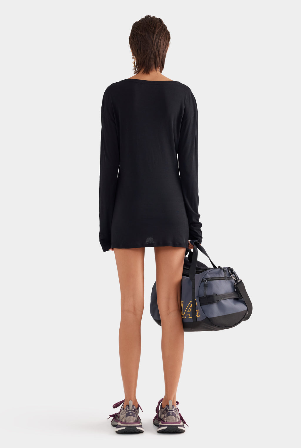 Lightweight Cotton Mini Dress - Black