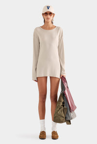 Lightweight Cotton Mini Dress - Stone