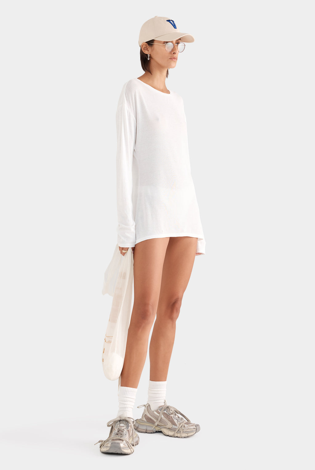 Lightweight Cotton Mini Dress - White