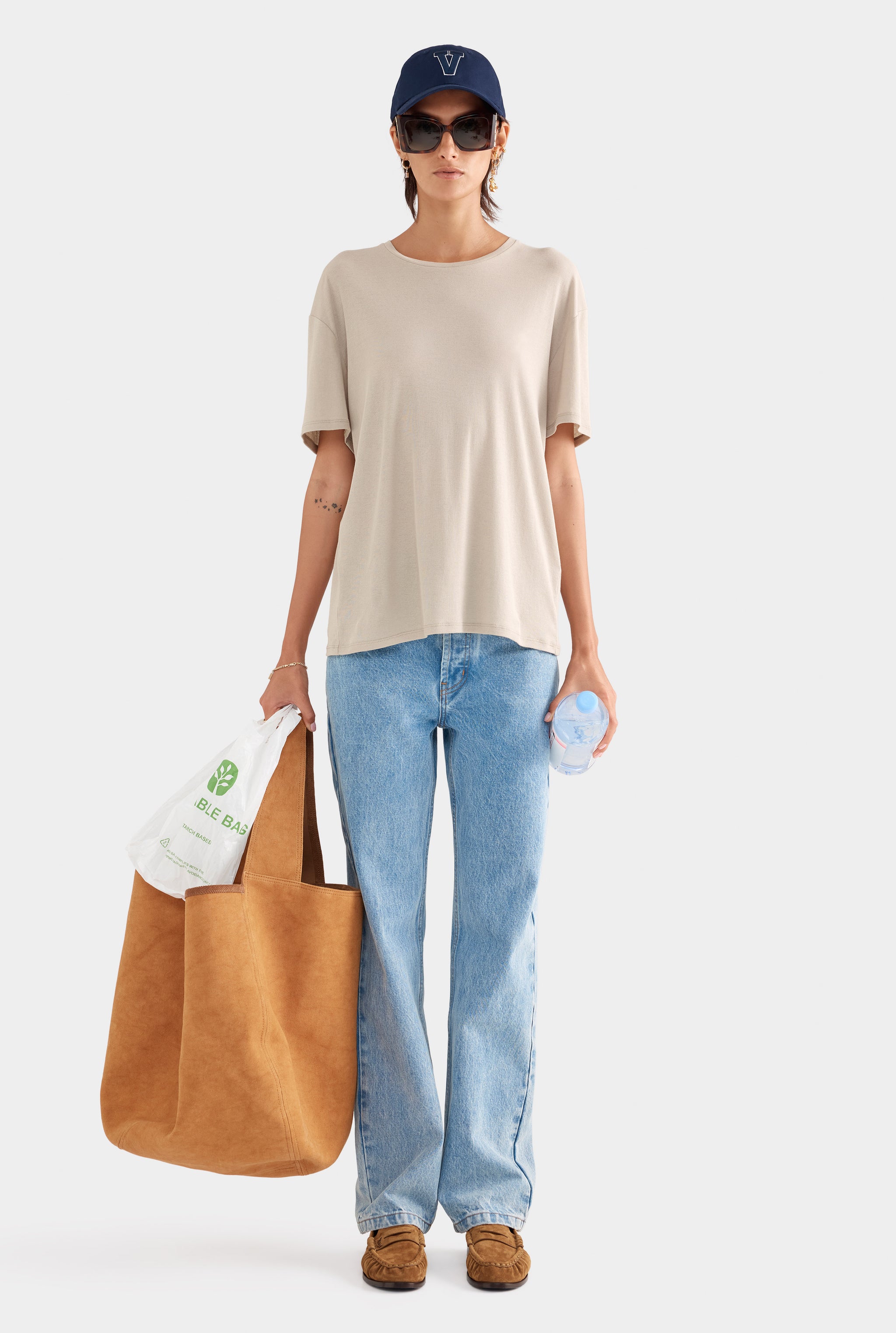 Lightweight Cotton Tee - Stone