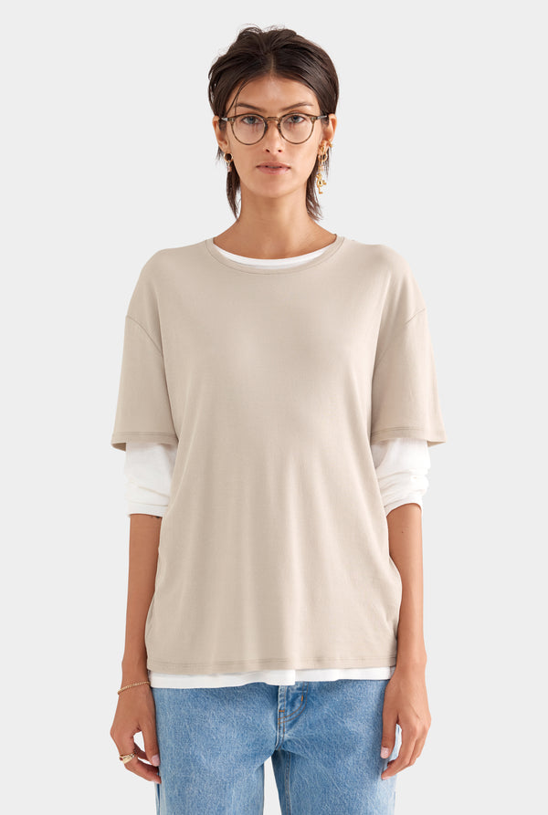 Lightweight Cotton Tee - Stone