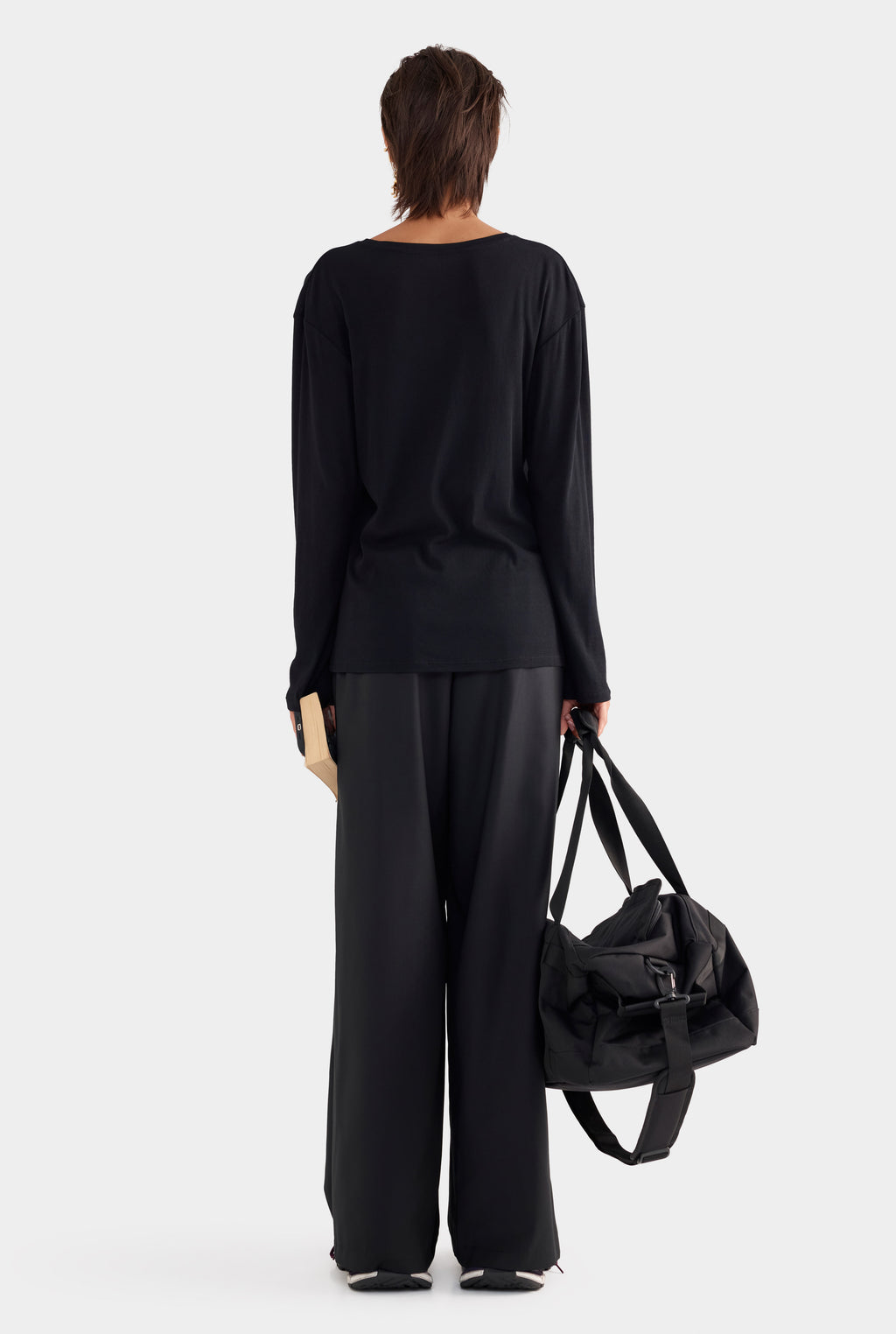 Long Sleeve Lightweight Cotton Tee - Black