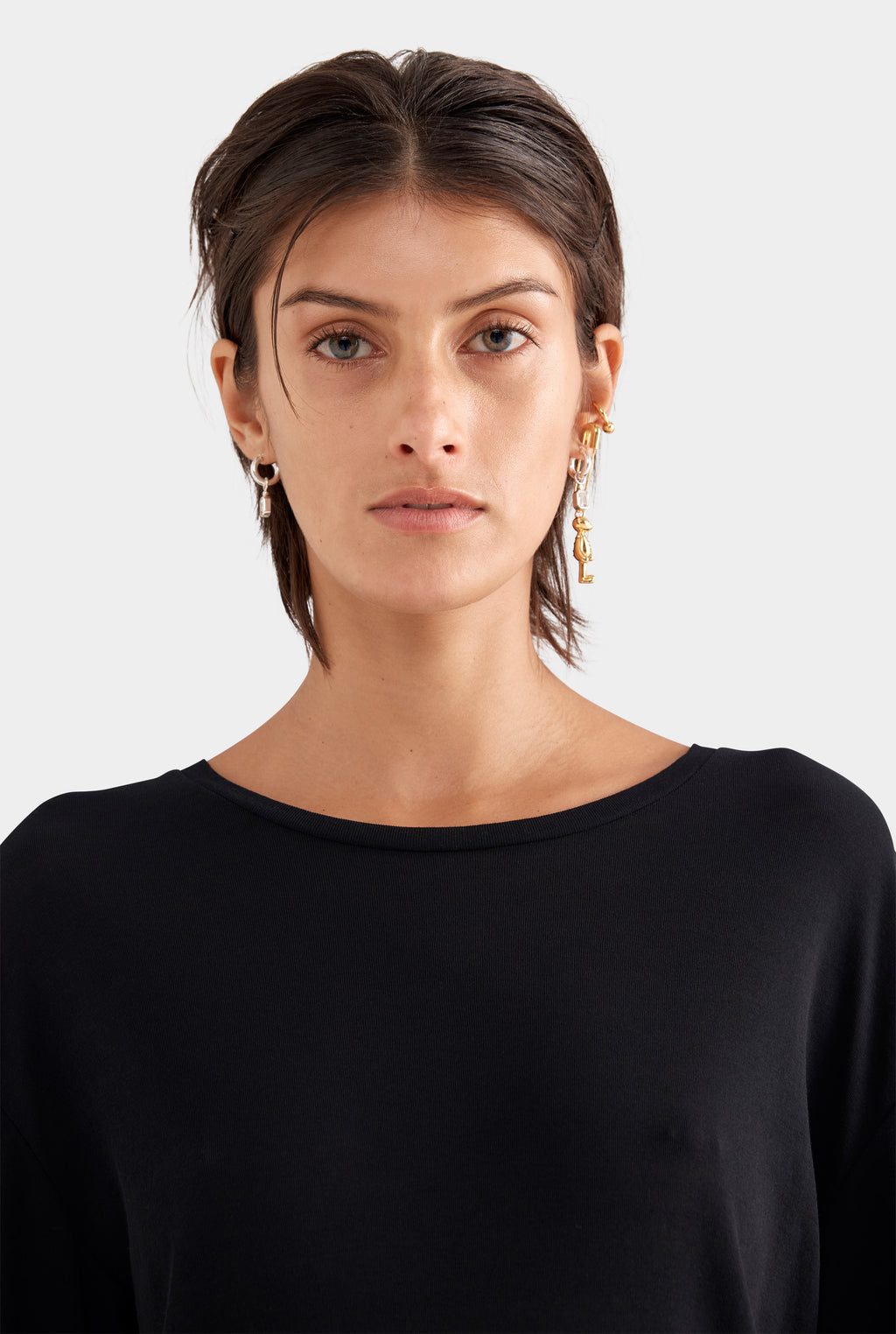 Long Sleeve Lightweight Cotton Tee - Black