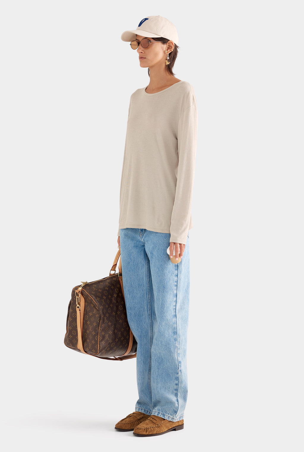 Long Sleeve Lightweight Cotton Tee - Stone