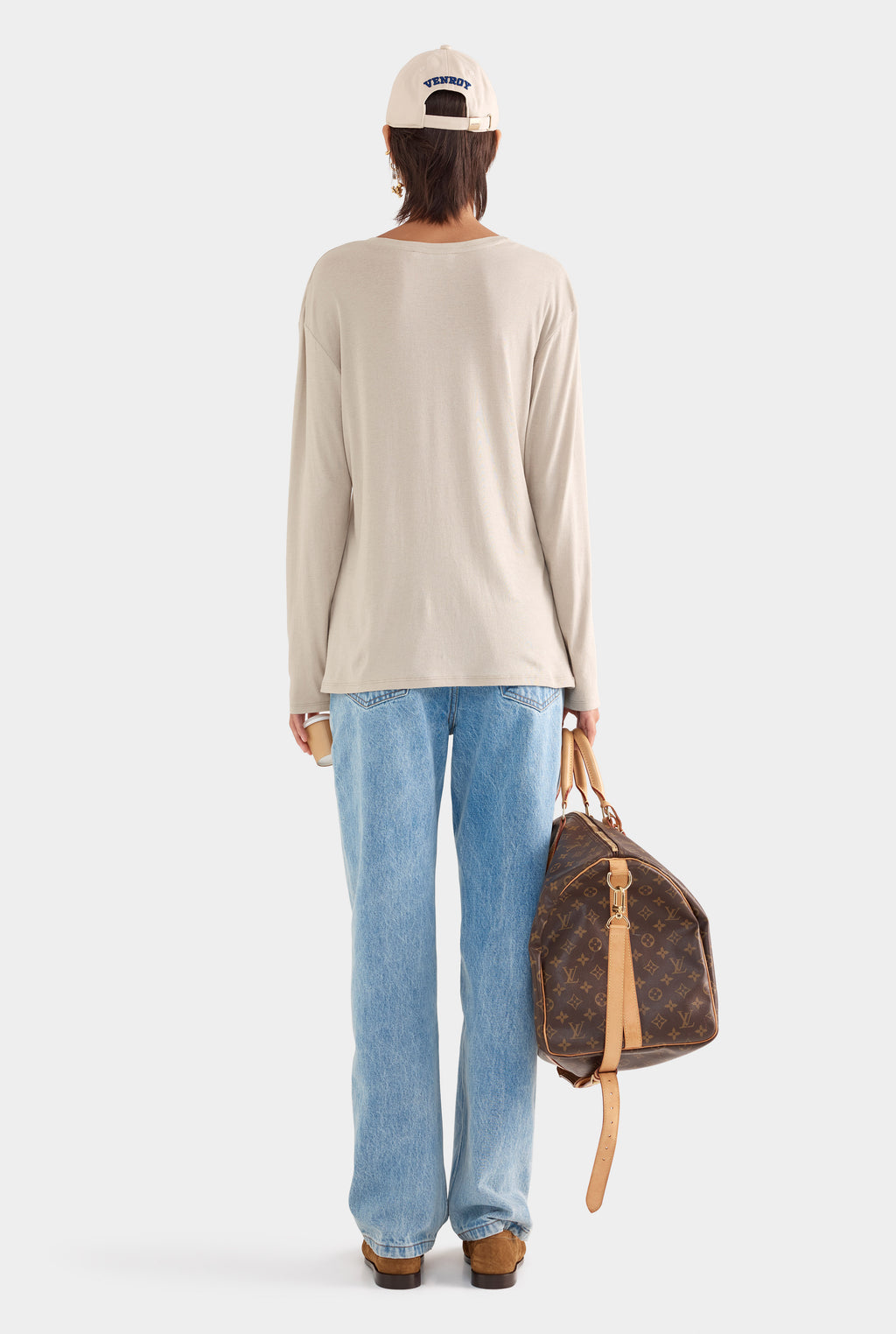 Long Sleeve Lightweight Cotton Tee - Stone