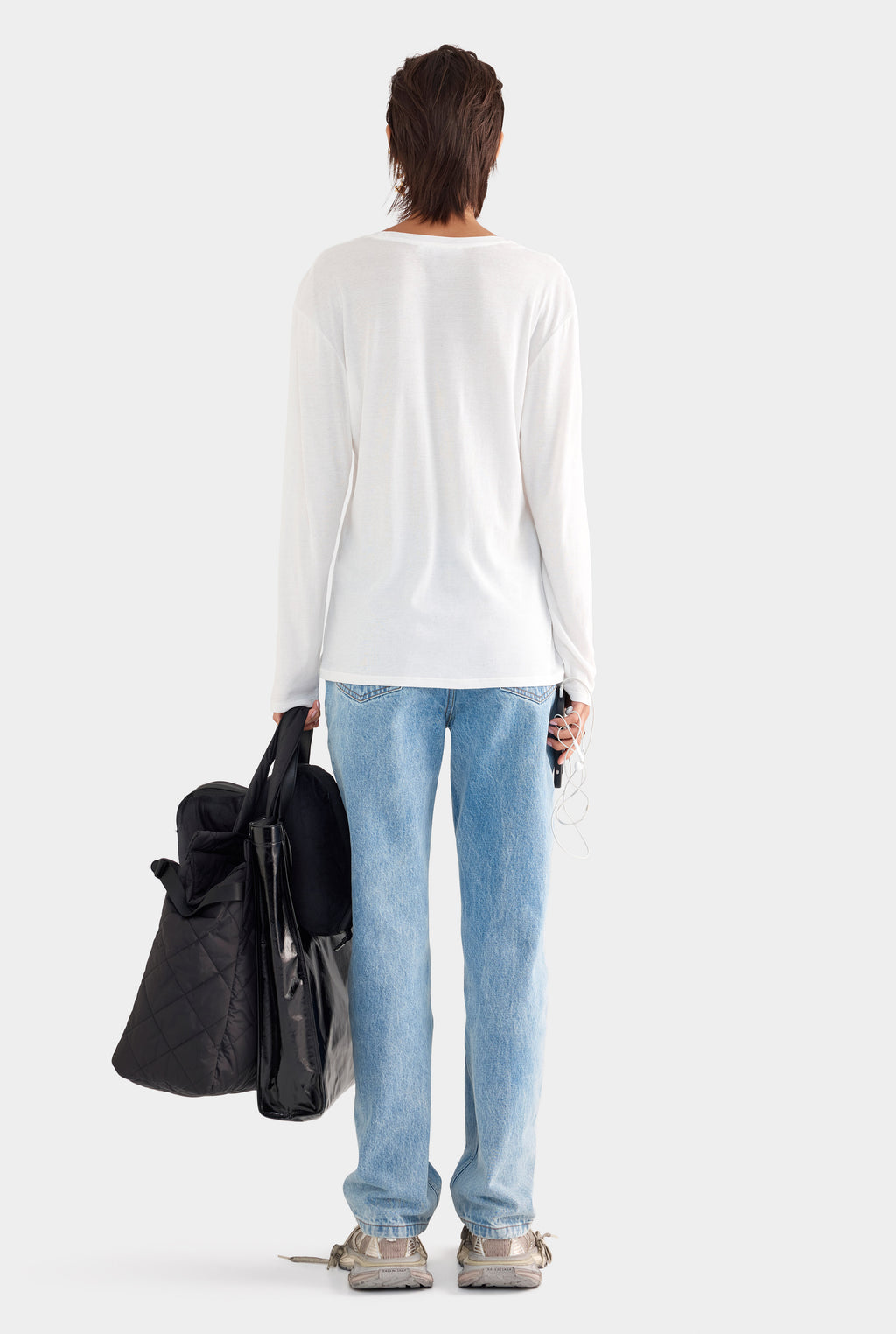 Long Sleeve Lightweight Cotton Tee - White