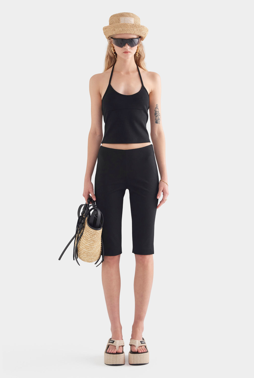 Stretch Wool Capri - Black