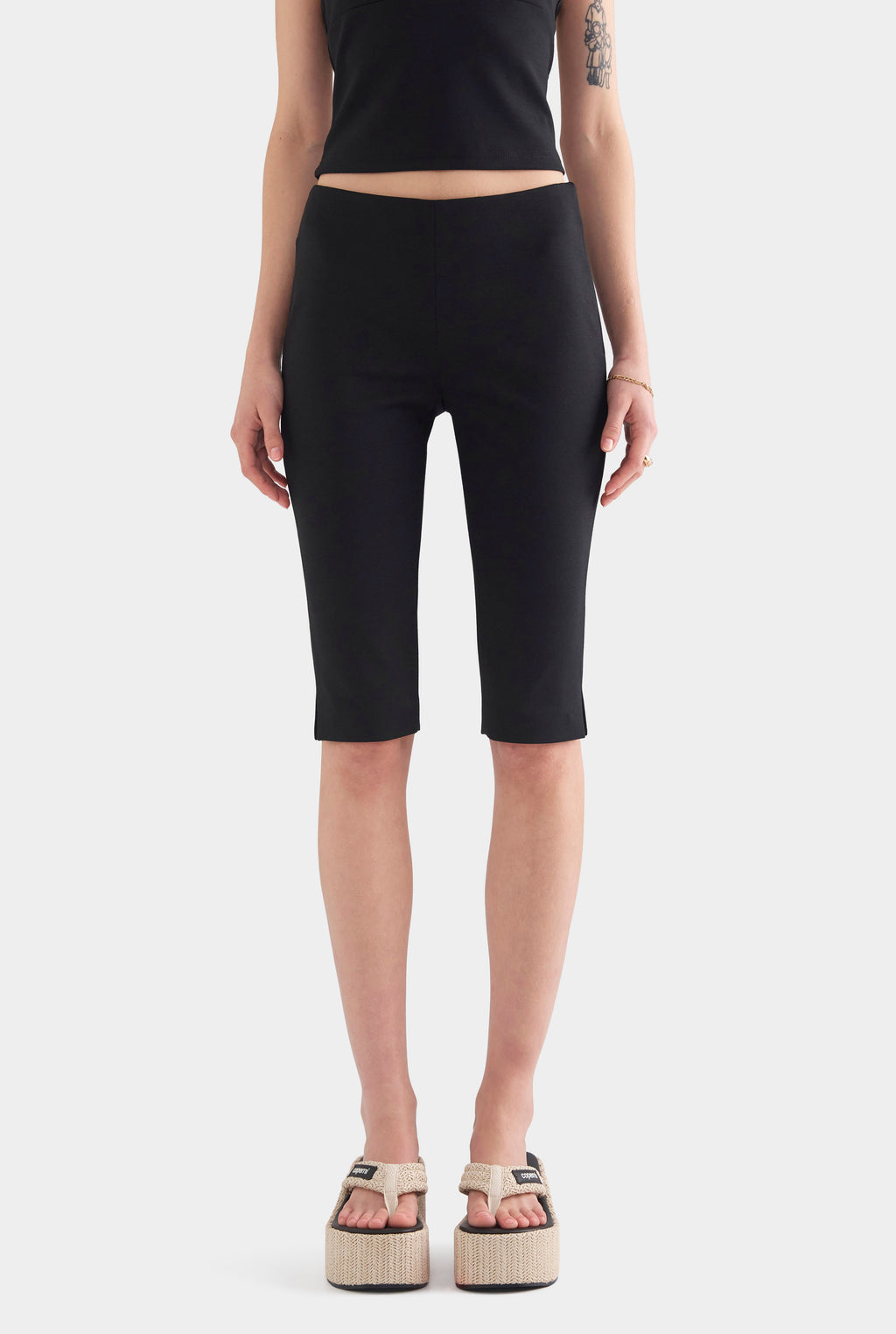Stretch Wool Capri - Black