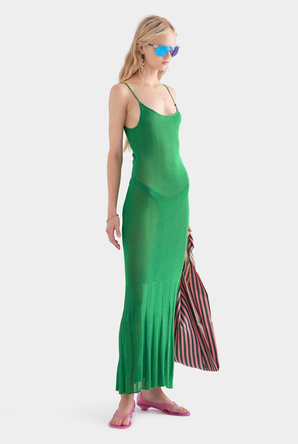 Lurex Knit Maxi Dress - Bright Green