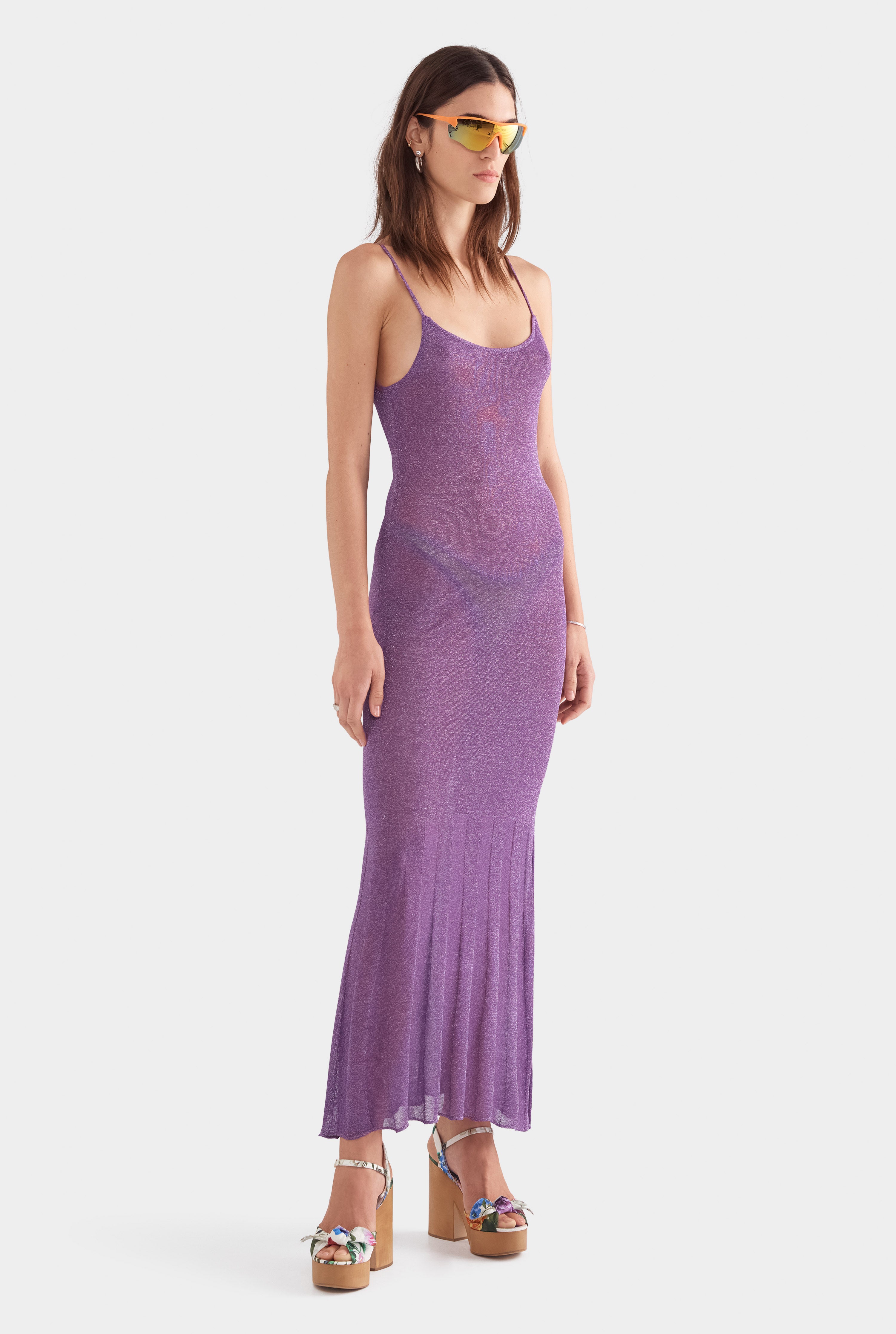 Lurex Knit Maxi Dress - Bright Purple